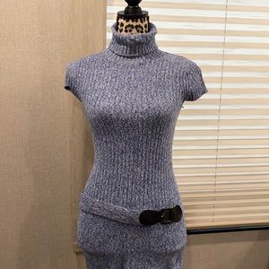 Blue sweater dress.